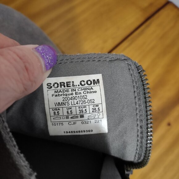 SOREL Women's Grey Evie Zip Suede Leather Ankle Boots Size 8.5 - Picture 6 of 6